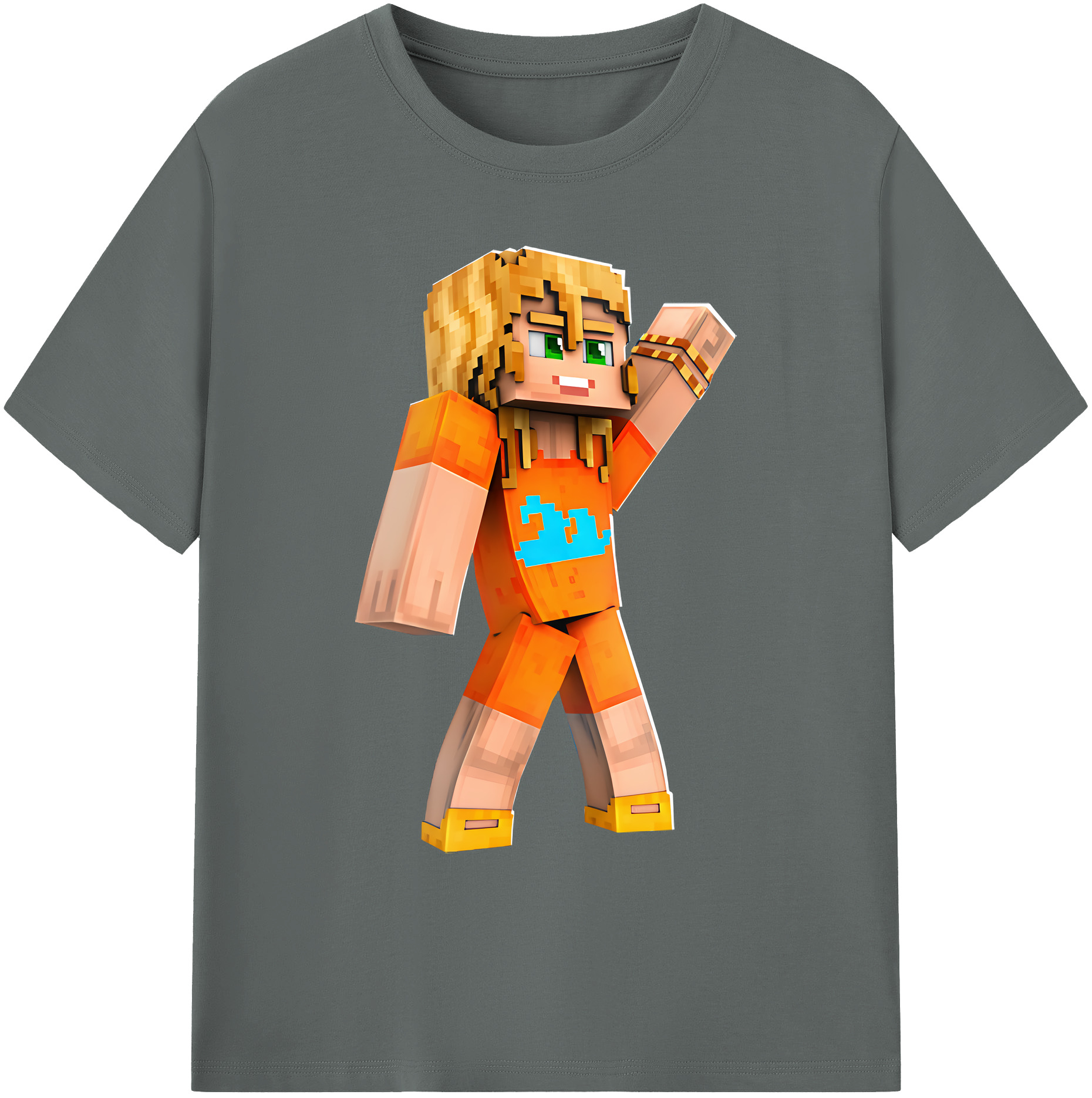 （画像用） マインクラフト ブロックの世界 Minecraft MC Block world 綿100％ メンズ半袖Tシャツ｜肌触りやわらか＆通気性